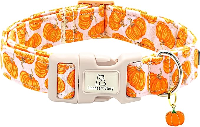 Lionheart glory Halloween Dog Collars Pumpkin Pink Dog Collars Heavy Duty Adjustable Fall Collar for Small Collar Dogs Female or Male