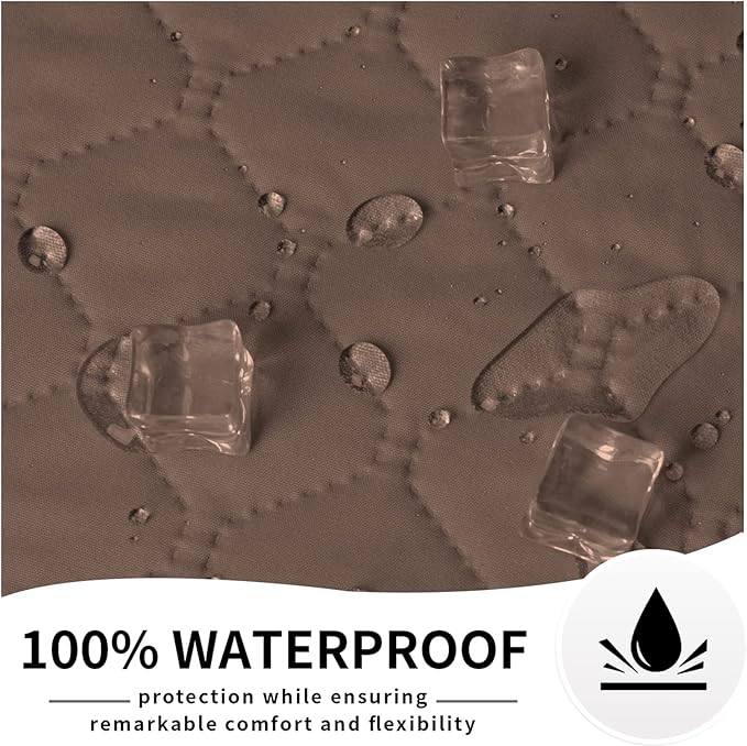 Easy-Going 100% Waterproof Dog Bed Cover Reversible Leak Proof Couch Cover Washable Sofa Cover Furniture Protector Blanket for Pets Kids Children Dog Cat (96x90 Inch, Brown/Beige)