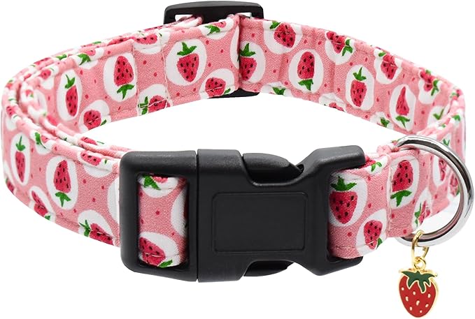 Bubblepup Dog Collar, Adjustable Dog Collar for Small Medium Large Dogs with Soft Cotton & Quick-Release Buckle