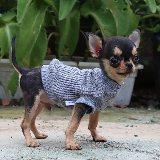 LOPHIPETS Lightweight Dog Sweaters for Puppy Small Dogs Puppy Chihuahua Yorkie Clothes-Gray/XXS