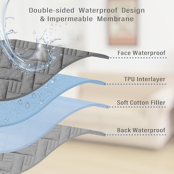 BOCTOPUG Dog Bed Cover for Pets Blankets Rug Pads for Couch Protection Waterproof Bed Covers Dog Blanket Furniture Protector Reusable Changing Pad (Dark Grey+Light Grey, 52"x82")