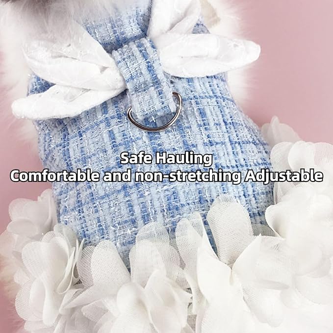 Bunny Rabbit Ferret Harness and Leash Set, Bunny Clothes for Rabbits, Small Animal Guinea Pig Dress Clothes for Kitten Ferret Chihuahua Puppy Mini Dog (Pink with Green,S)