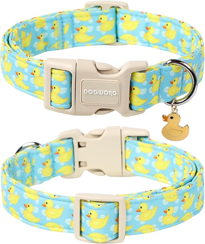 DOGWONG Duck Cotton Dog Collar, Summer Cute Dog Collar Durable Soft Beachy Pet Dog Collars Puppy Necklace for Small Medium Large Dogs