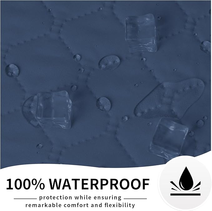 Easy-Going 100% Waterproof Dog Bed Cover Reversible Leak Proof Couch Cover Washable Sofa Cover Furniture Protector Blanket for Pets Kids Children Dog Cat (30x53 Inch, Dark Blue/Light Blue)