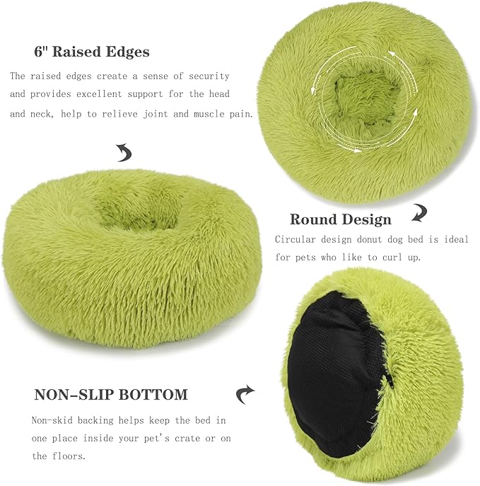 Calming Small Dog Bed - Anti-Anxiety, Machine Washable, Fluffy Luxury, Anti-Slip, Waterproof, Warming, Cozy Soft, Round
