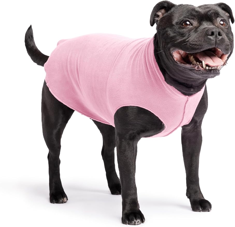 Stretch Fleece Dog Coat, Stretchy Pet Sweater, Machine Washable Pullover for Winter and Fall, Rose, 16
