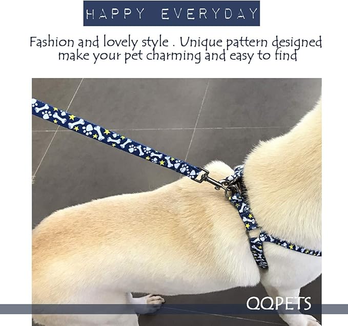 QQPETS Dog Harness Leash Set Adjustable Heavy Duty No Pull Halter Harnesses for Small Medium Large Breed Dogs Back Clip Anti-Twist Perfect for Walking (L(23"-32" Chest Girth), Bone)