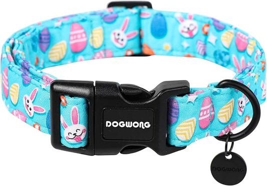 DOGWONG Easter Dog Collar, Colorful Egg Dog Collar Soft Durable Adjustable Costume Cute Easter Puppy Collar for Small Medium Large Dog