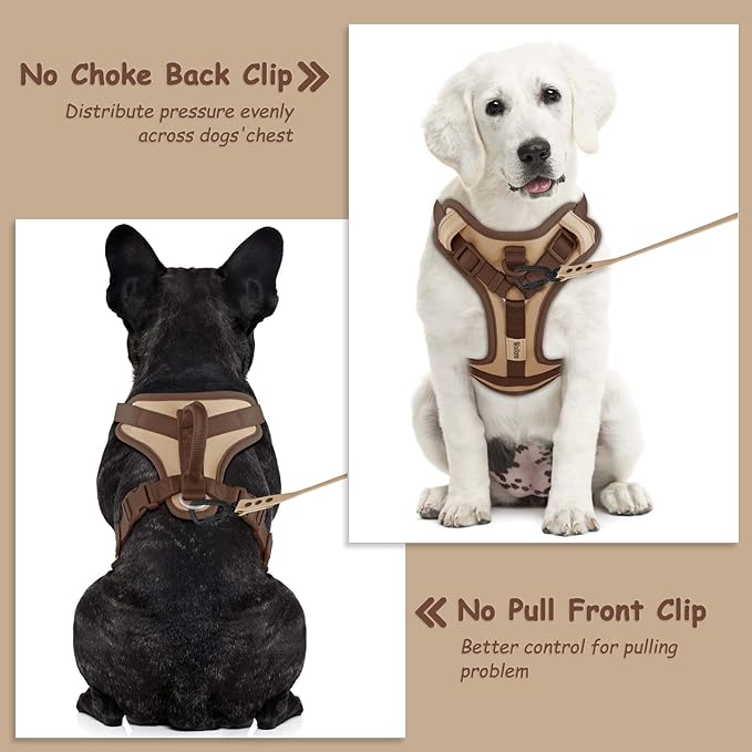 No Pull Dog Harness Adjustable Soft Padded Pet Vest with Control Handle Adorable Daily Harness for Dogs（Cookie Chocolate S）
