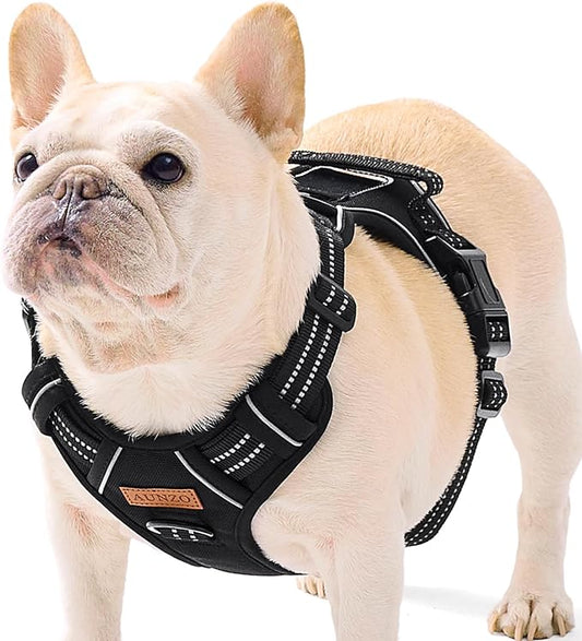 Dog Harness for Small Dog Breeds, No Need Over Head, No Pull Escapeproof Reflective Puppy Vest Harness, No Choke, Adjustable and Soft Padded Pet Vest for Easy Walking and Training, Black S