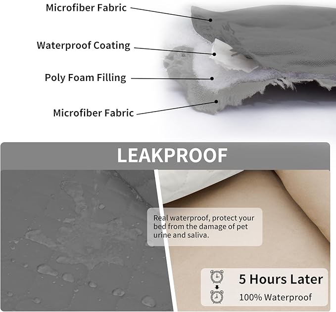 Easy-Going 100% Waterproof Dog Bed Cover Reversible Leak Proof Couch Cover Washable Sofa Cover Furniture Protector Blanket for Pets Kids Children Dog Cat (30x90 Inch, Gray/Light Gray)