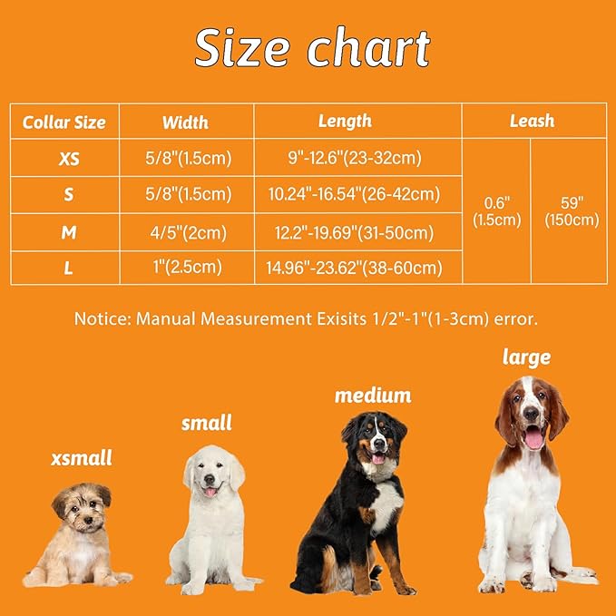 Dog Collar and Leash Set Girls Adjustable Puppy Collars with Floral Bow Tie for Small Medium Large Female Dogs, Orange Maple Leaf, L