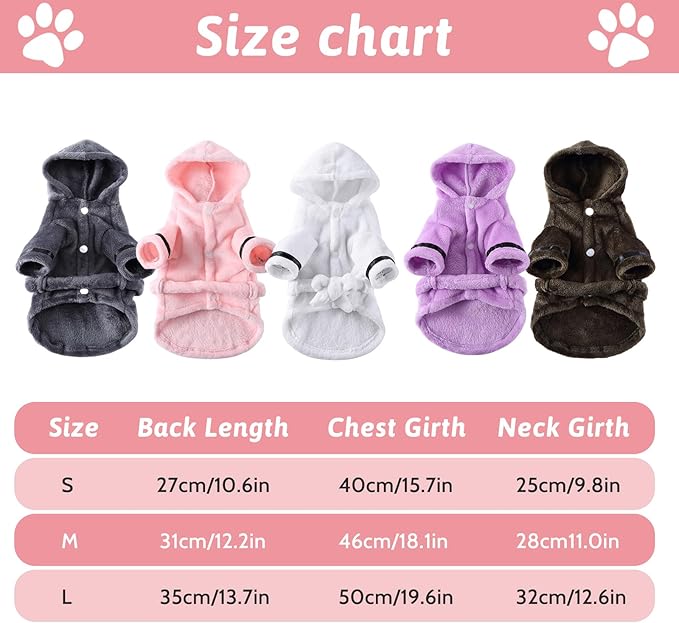 Petyoung Pet Bathrobe Dog Pajama Thickened Hooded Bathrobe Quick Drying and Super Absorbent Dog Bath Towel Soft Pet Nightwear for Puppy Small Dogs Cats