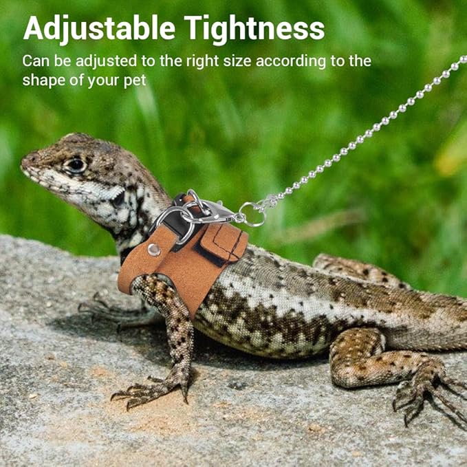 Reptiles Harness Leash, 3PCS Adjustable Bearded Dragon Harness with 5.4Ft Leash for Gecko, Bearded Dragon, Iguana, Hamster, Guinea Pig