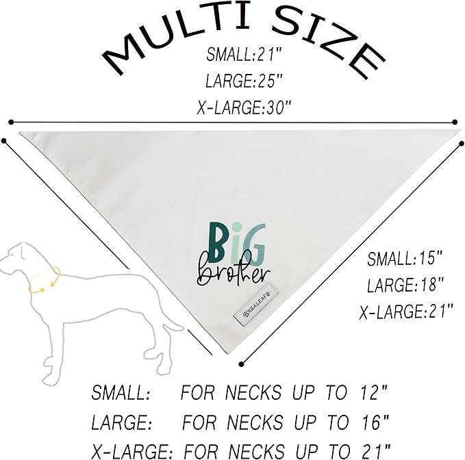 Realeaf Big Brother Dog Bandanas Pet Scarf for Small and Medium Male Dogs New Baby Announcement Pet Accessories Pregnancy Reveal Ideas (Big Brother, Small)