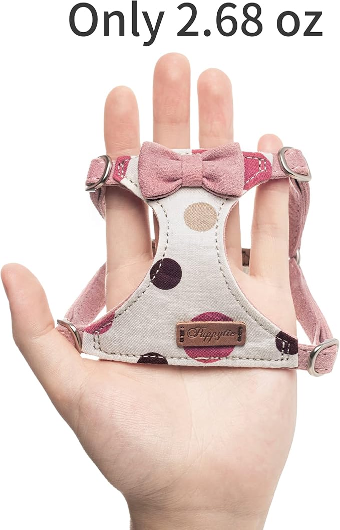 Puppytie No Pull Dog Harness with Multifunction Dog Leash,Soft Adjustable No Choke Escape Proof Pet Harness Vest for Medium Dogs,Polka dots Smoke Grey,M