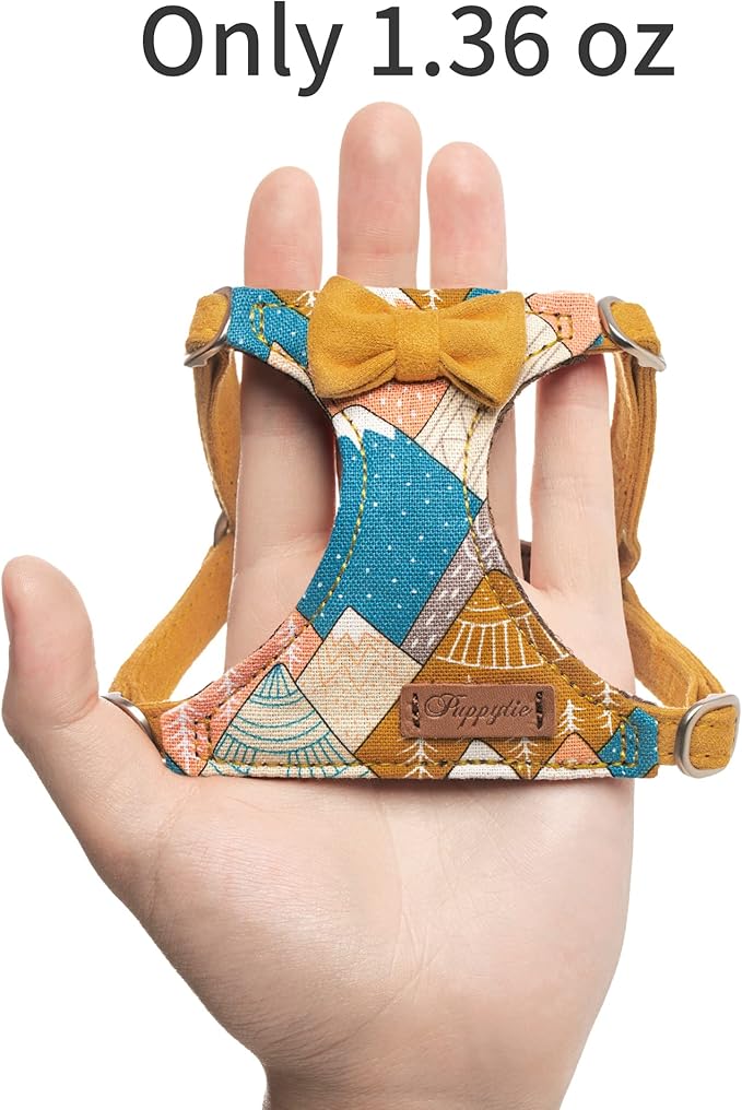 Puppytie No Pull xs Dog Harness with Multifunction Dog Leash,Soft Adjustable No Choke Escape Proof Pet Harness Vest,Suede Bow red,XS