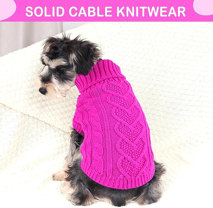 Dog Sweaters Dog Clothes for Small Dogs Dog Knitted Warm Sweater Turtleneck Puppy Clothes Small Dog Pullover Sweater Fall Winter Cat Apparel (Rose, X-Small)