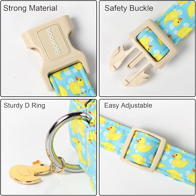 DOGWONG Duck Cotton Dog Collar, Summer Cute Dog Collar Durable Soft Beachy Pet Dog Collars Puppy Necklace for Small Medium Large Dogs