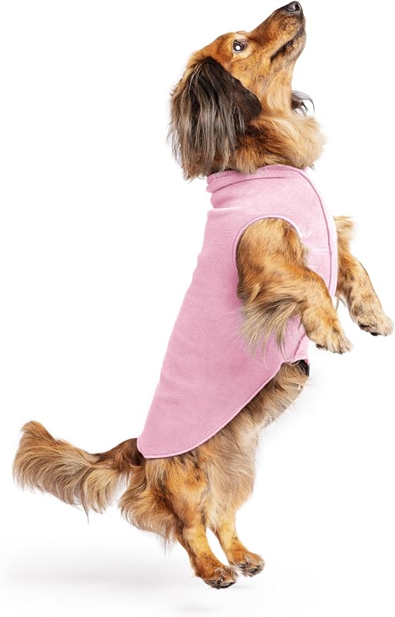Stretch Fleece Dog Coat, Stretchy Pet Sweater, Machine Washable Pullover for Winter and Fall, Rose, 12