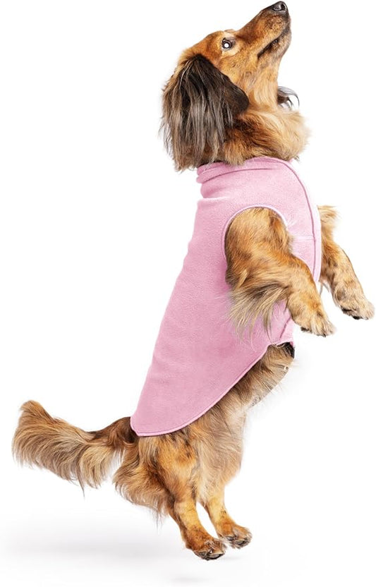 Stretch Fleece Dog Coat, Stretchy Pet Sweater, Machine Washable Pullover for Winter and Fall, Rose, 12