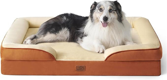 Bedsure Orthopedic Dog Bed for Extra Large Dogs - XL Plus Waterproof Dog Sofa Beds, Supportive Foam Pet Couch Bed with Removable Washable Cover, Waterproof Lining and Nonskid Bottom, Caramel