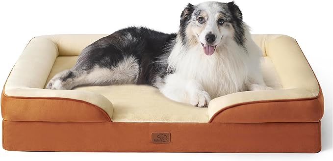 Bedsure Orthopedic Dog Bed for Extra Large Dogs - XL Washable Dog Sofa Beds Large, Supportive Foam Pet Couch Bed with Removable Washable Cover, Waterproof Lining and Nonskid Bottom, Caramel, 42"