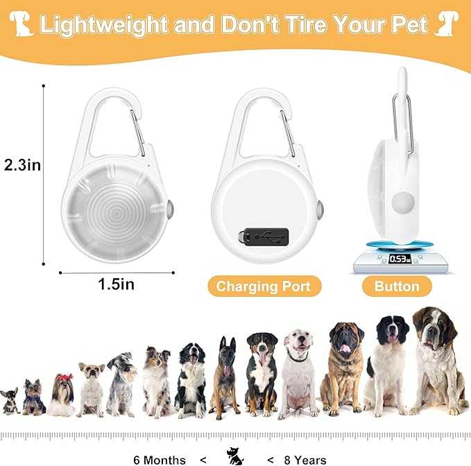 Dog Collar Light, 4 Modes Dog Lights for Night Walking, Rechargeable Pet Collar LED for Nighttime Clip on, IP68 Waterproof Pet Walking Accessories-2 Pack(White)