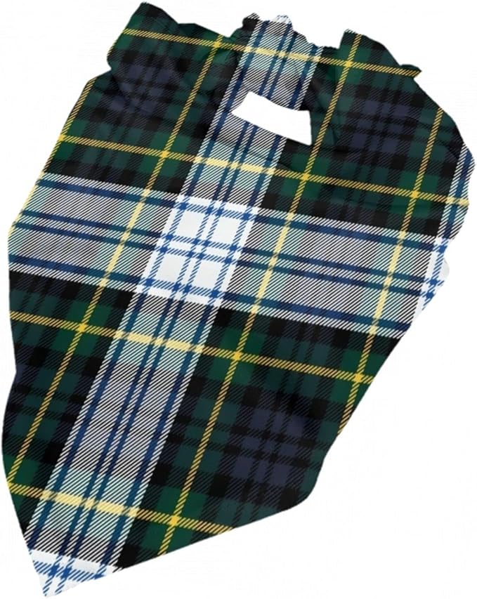 Pet Triangle Scarf, Plaid Tartan Clan Gordon Scottish Green White Bandana for Cats Dogs, Pet Clothing Accessory for Small to Large Pets