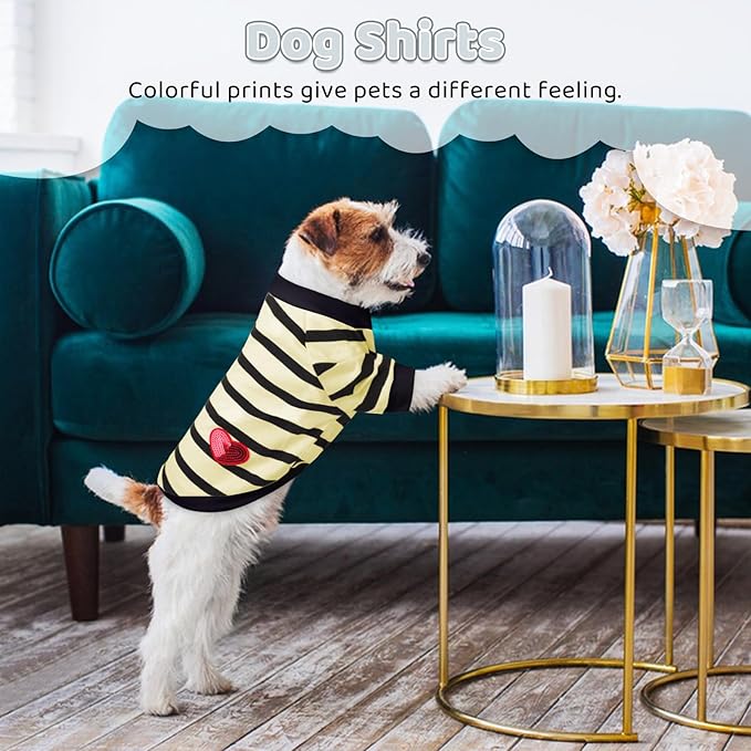 Dog Shirts for Large Dogs Cats, Dog Striped T-Shirts Dog Vest Pet Apparel Tee Shirts Spring Summer Suitable for Small and Medium Large Pets French Bulldog Bichon, Beige L