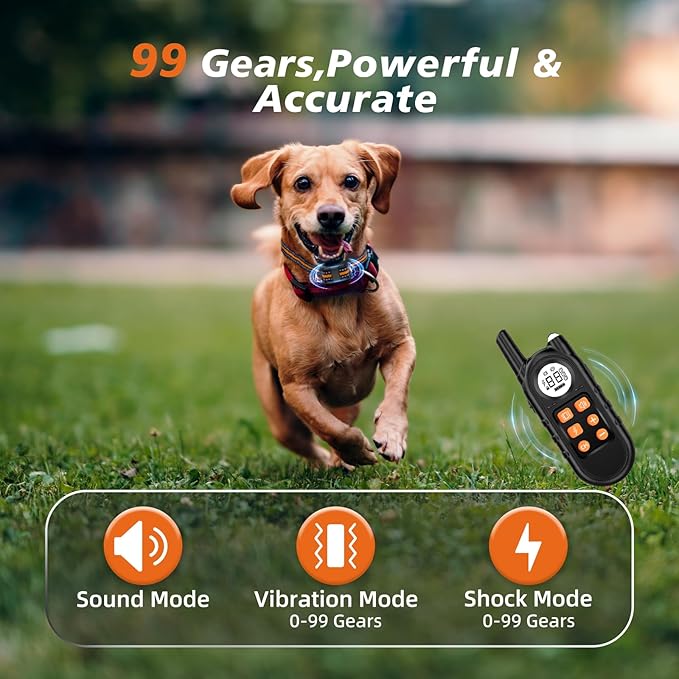 Tiniest Dog Shock Collar, Lightest Dog Training Collar with Remote for Small Dogs 5-15lbs & Medium Large Dogs/Puppies, Waterproof, Rechargeable, 1300ft Range (Orange&Ultra Tiny)