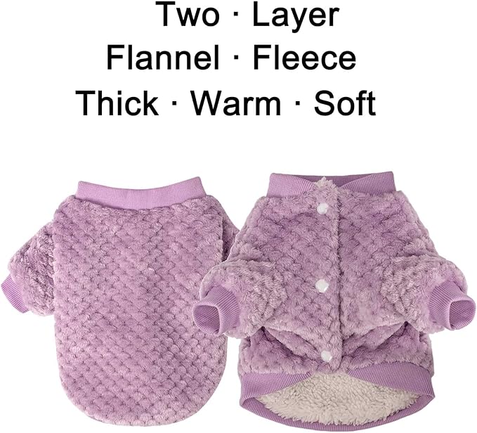 POMIU Dog Sweater, Dog Sweaters for Small Medium Dogs or Cat, Warm Soft Flannel Pet Clothes for Dogs Girl or Boy, Dog Shirt Coat Jacket (Coat Pink+Purple, XX-Small)