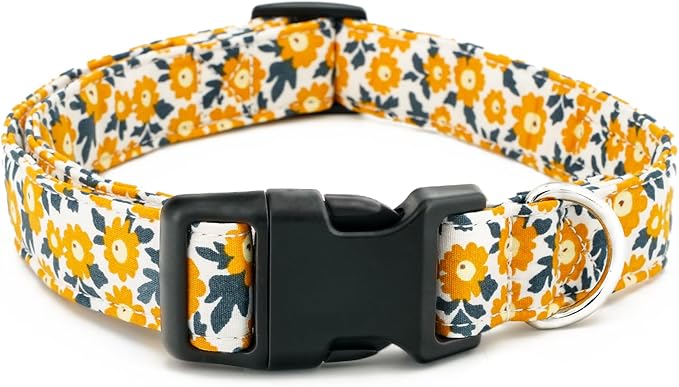 Tunkoo Flower Dog Collar, Cute Adjustable Yellow Collar for LGBT Pride Month Strong Plastic Buckle - for Small Medium Large Pets, S