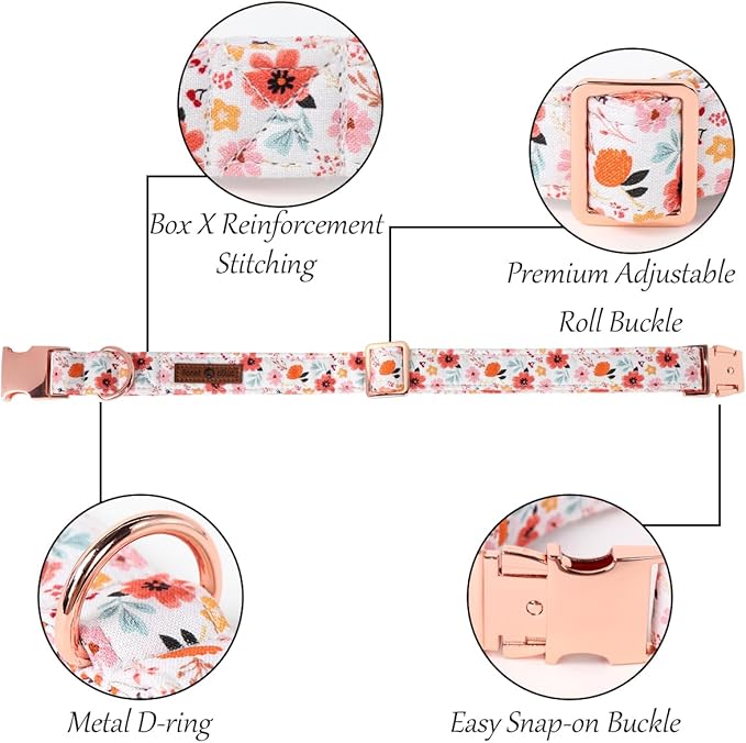 Lionet Paws Design Dogs Collar Cute Flower Sailor Bow Dog Collars for Girl Female Small Medium Dogs with Summer Floral S