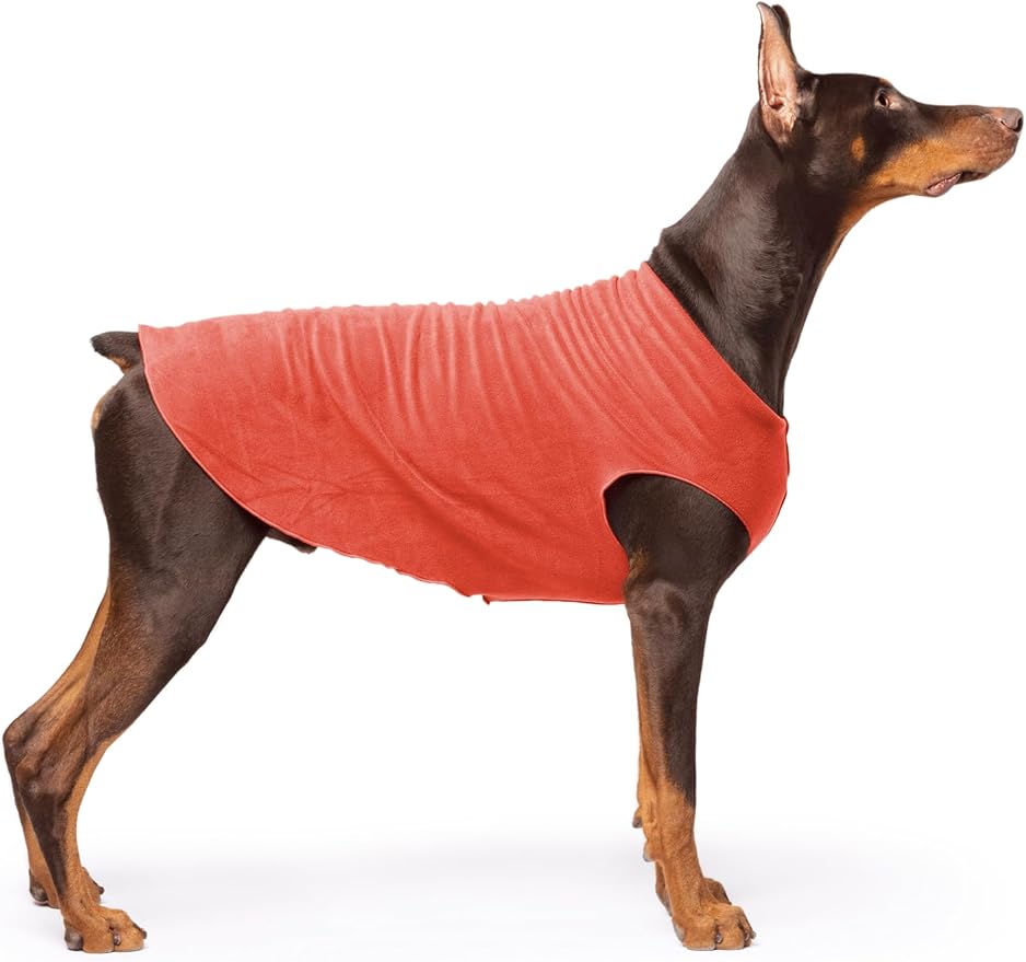 Stretch Fleece Dog Coat, Stretchy Pet Sweater, Machine Washable Pullover for Winter and Fall, Paprika, 24