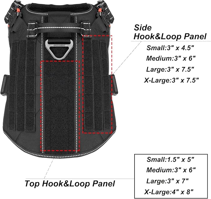 ICEFANG Tactical Dog Harness,X-Large Size, 2X Metal Buckle,Working Dog MOLLE Vest with Handle,No Pulling Front Leash Clip,Hook and Loop Panel