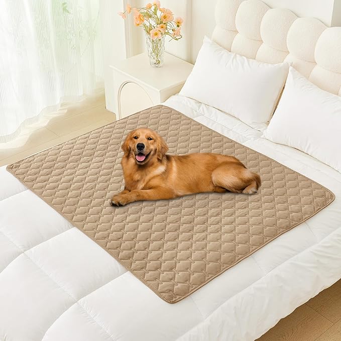 Smiry Waterproof Dog Bed Cover Blanket, Soft Reversible Pet Blanket, Washable Leakproof Cats Dogs Couch Cover for Sofa, Couch, Furniture (40x50 Inch, Camel/Beige)