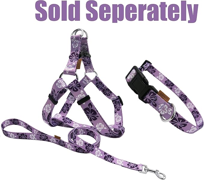 Dog Collar, Cute Floral Pattern, Soft and Adjustable Collar with Quick Release Buckle (S (Neck 11-18", Width 5/8"), Hawaiian Purple)