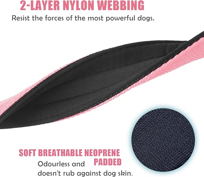 Heavy Duty Tactical Dog Collar - 1.5" Width Military Durable Thick Nylon with Adjustable Metal D Ring & Buckle Working Training K9 Collar for Medium Large Dogs (L(20"-23"), Pink)