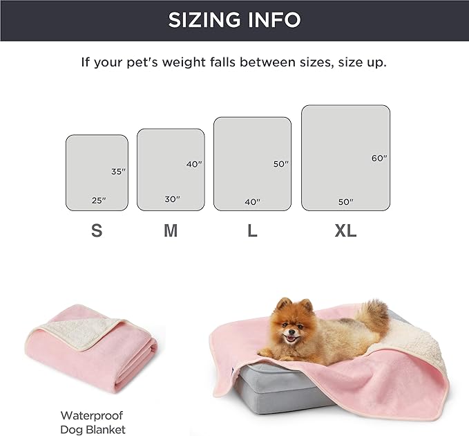 Bedsure Waterproof Dog Blankets for Small Dogs - Small Cat Blanket Washable for Couch Protection, Sherpa Fleece Puppy Blanket, Soft Plush Reversible Throw Furniture Protector, 25"X35", Pink