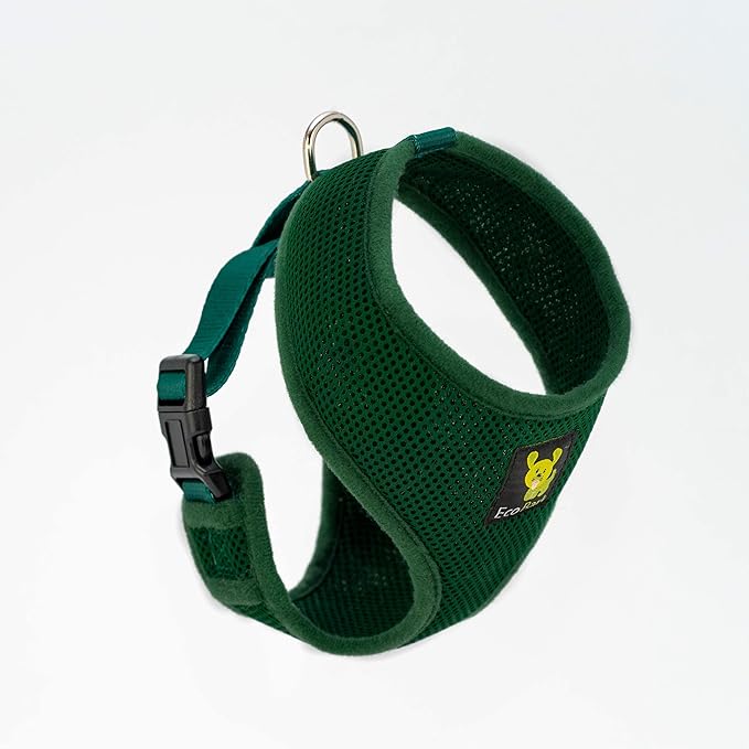 EcoBark Dog Harness - Luxurious Soft Mesh - Eco-Friendly Over The Head Vest Harness - No Pull & No Choke Design - Padded Breathable Body Halter - Medium Puppies & Small Breeds (Forest Green, Medium)