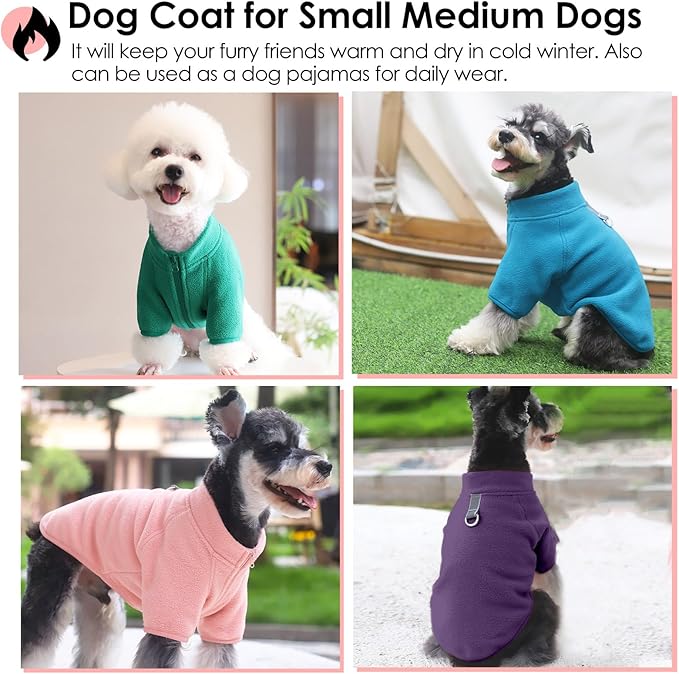 AOFITEE Dog Fleece Sweater, Dog Sweaters for Medium Dogs Girl Boy, Warm Dog Sweater for Dogs Male Female, Fleece Dog Vest Lightweight Dog Winter Jacket Sweatshirt with D-Ring and Turtleneck, L