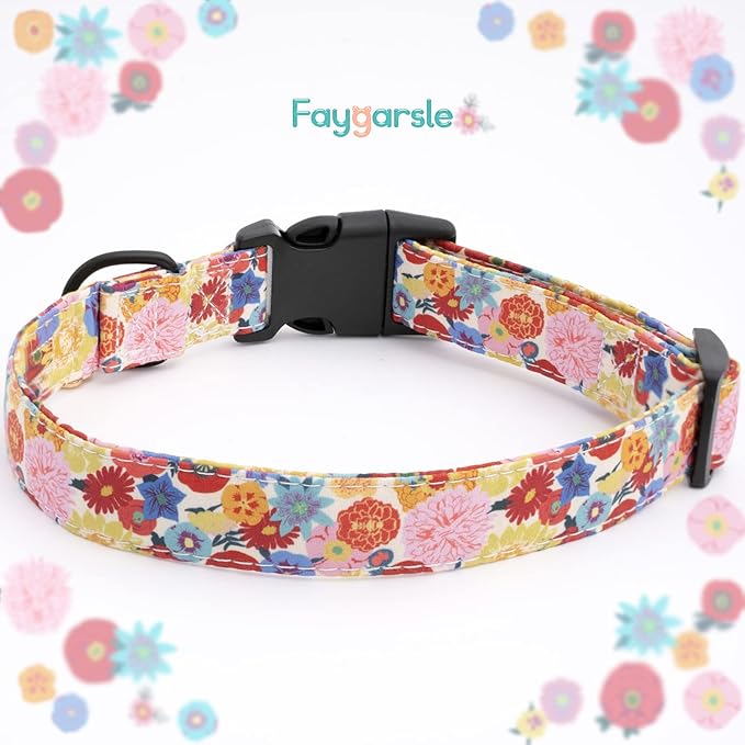 Faygarsle Floral Dog Collar for Girls and Female Dogs Soft and Fancy Pet Collar with Flower Design Ideal Pink Dog Collar for Small Medium Large Dogs L