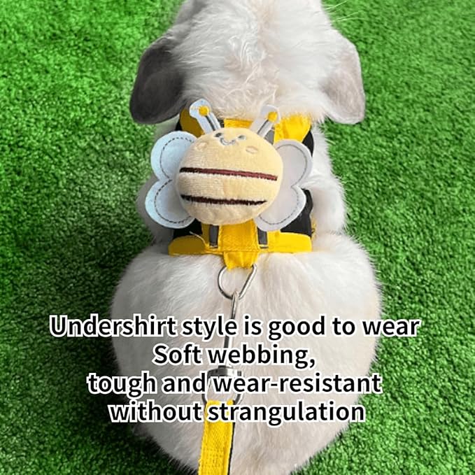 Rabbit Harness and Leash - Adjustable Bunny Harness Escape Proof for Walking Runnig Hiking Camping Outdoor,Cute Small Animal Harness Leash Set (Small)