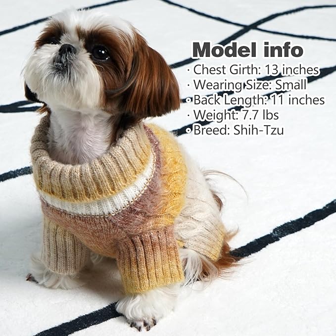 KYEESE Dog Sweater Cable Knit Thick Dog Knitwear Turtleneck Warm with Sleeves Dogs Sweater for Medium Dogs Gradient Color, Brown, XXLarge