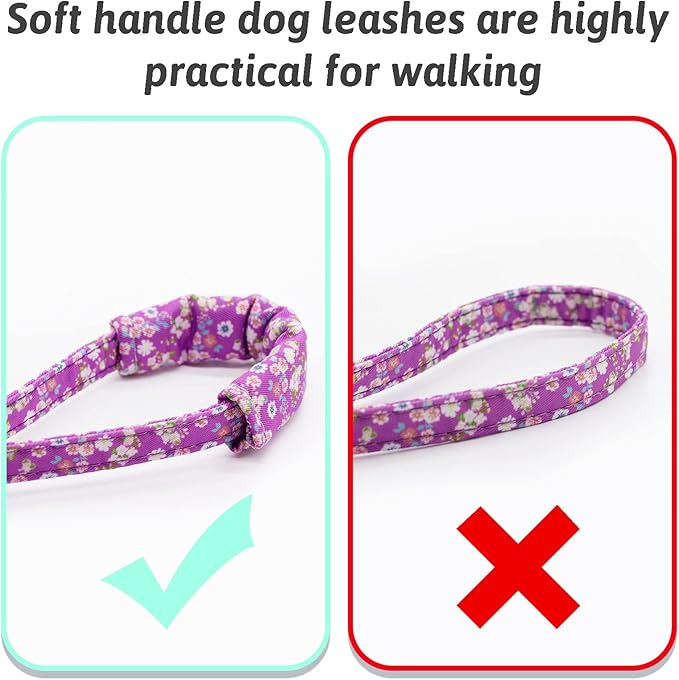 Dog Collar and Leash Set Girls Adjustable Puppy Collars with Floral Bow Tie for Small Medium Large Female Dogs, Purple, XS