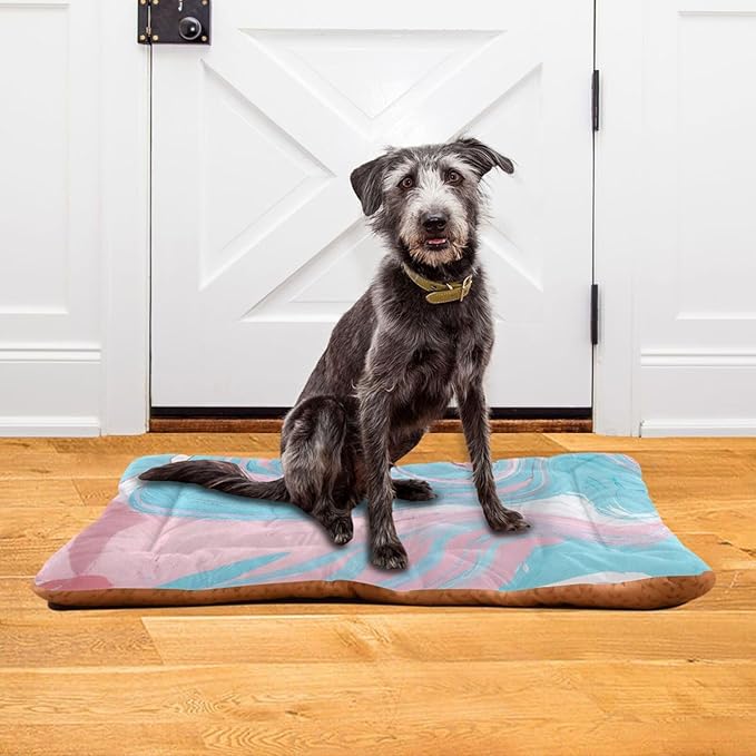 Blue-Pink Marble Texture Pet Beds, Soft Dog or Cat Beds Ideal for Dog Crates, Machine Wash & Dryer Friendly (18" x 24")