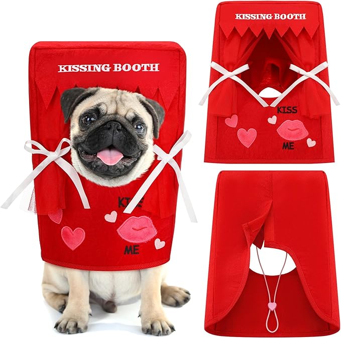 Halloween Dog Costume Kissing Booth Headpiece for Dog and Cats Cute Pup Kissing Booth Pet Headwear Costume Gift for Holiday Birthday Party(Small)