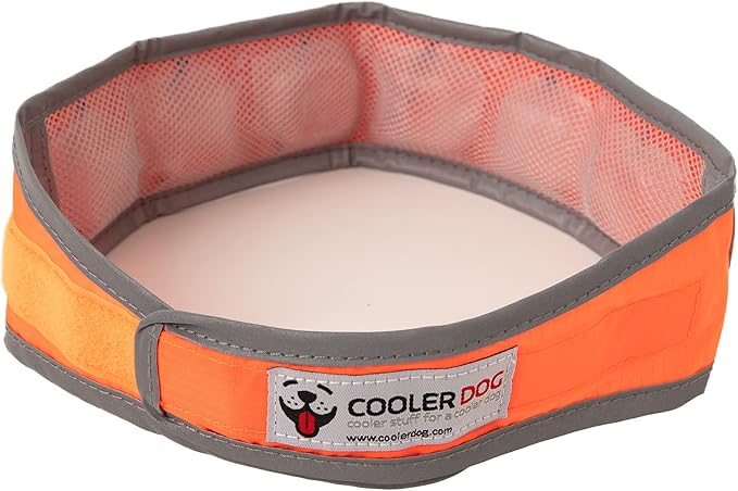 Hi-Vis Dog Cooling Collar - Orange Reflective Re-Freezable Ice Collar (Large)