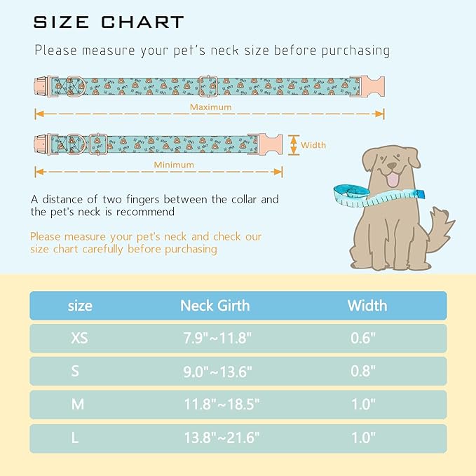 Faygarsle Blue Dog Collar for Small Medium Large Dogs Cute Puppy Collars for Female Dogs Funny Dog Collars for Summer Spring Wedding Necklace Girl Dog Collar L